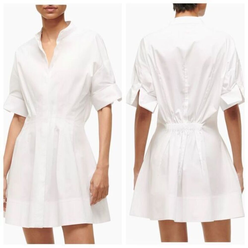 Staud Lorenza Stretch-Cotton Short-Sleeve Minidress Size Small